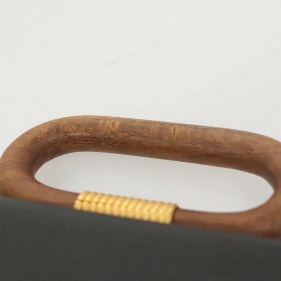 BALLY Hand Bag Leather Black Gold Auth 126005 - Picture 8 of 16